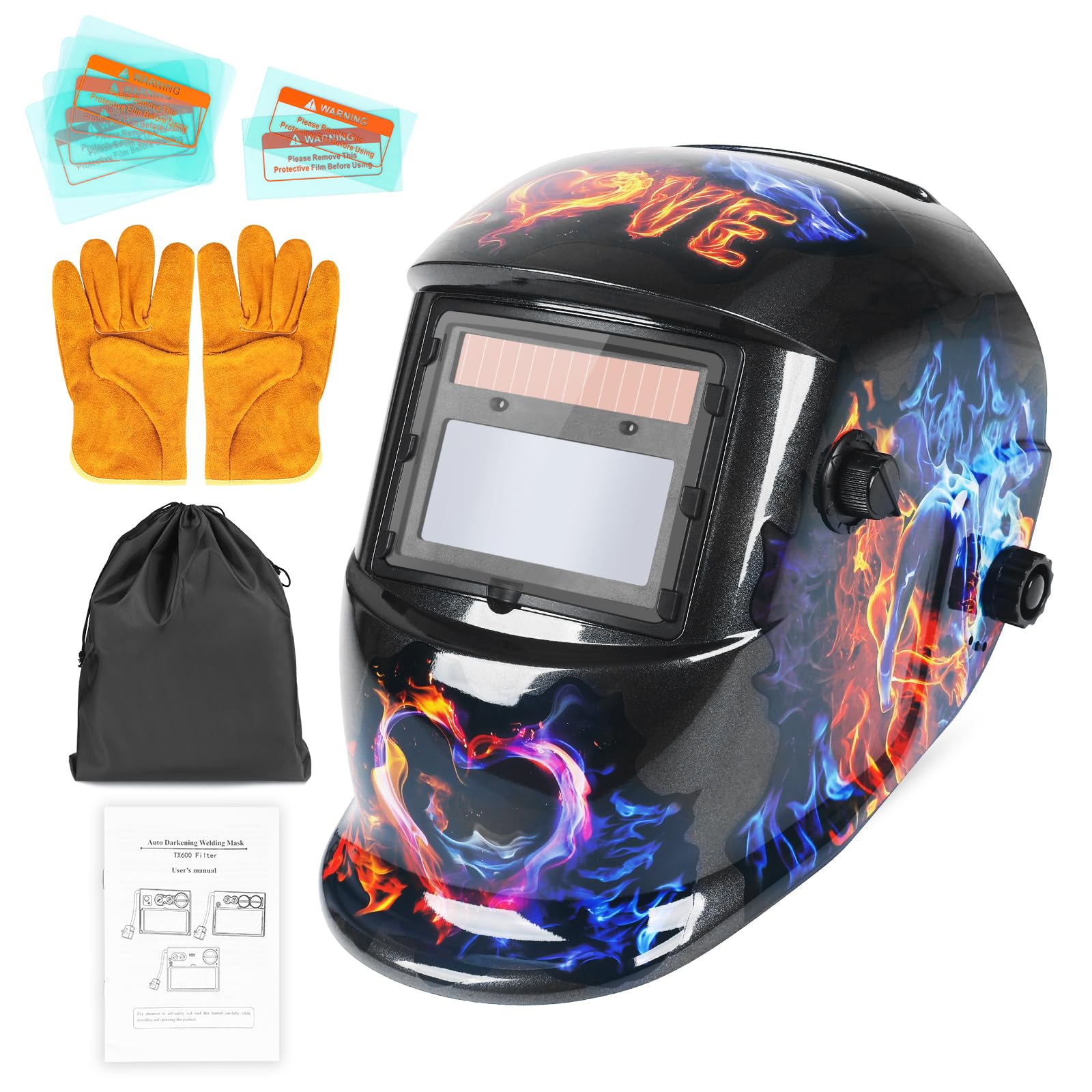 NDUUN Welding Auto Darkening Helmet True Color Hood with Adjustable Shade Range 4/9-13 for TIG MIG ARC Welder Mask