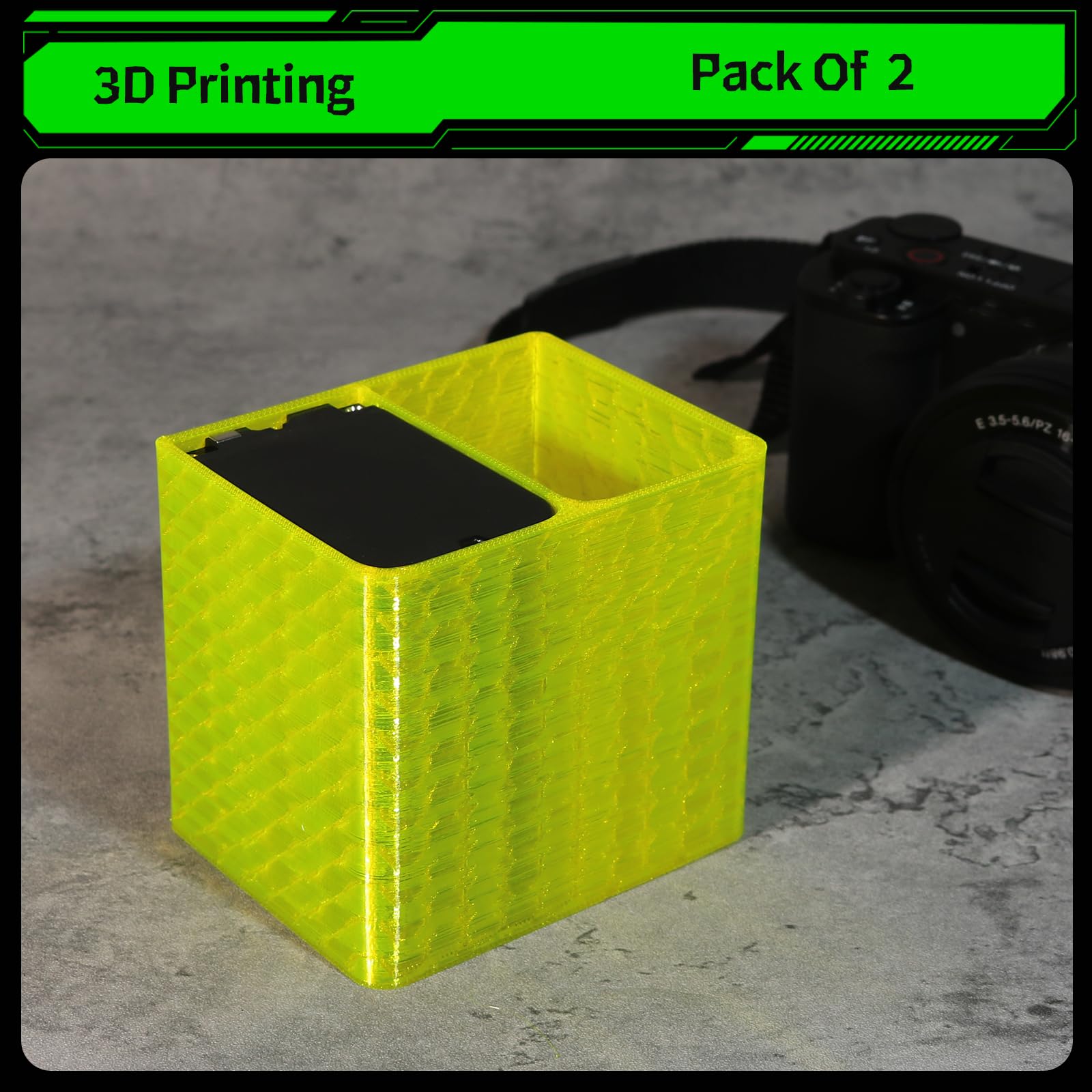 LingoFoto Camera Battery Storage Soft Case with 2 Warehouses for Sony NP-F970 Camera Battery Protective Pack Case Holder(Yellow,Double warehouse)