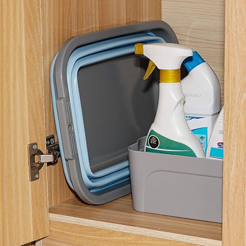 Miniatura 6 de Paquete de 2 fregaderos plegables con 2.25 galones cada uno, tina plegable para lavar platos, camping, senderismo y hogar, lavabo portátil