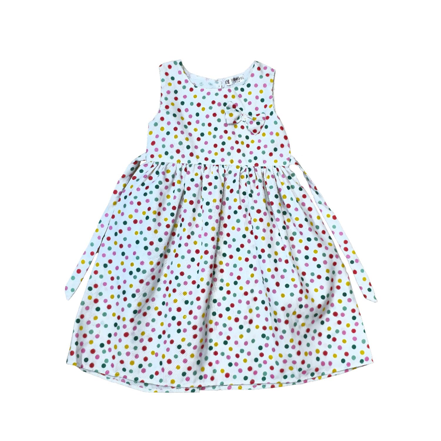 GenericGirls Sleeveless Floral Cotton Frock Dress Toddler Dresses for Baby Girls Kids Casual outfit with Elegant Attached Bow.