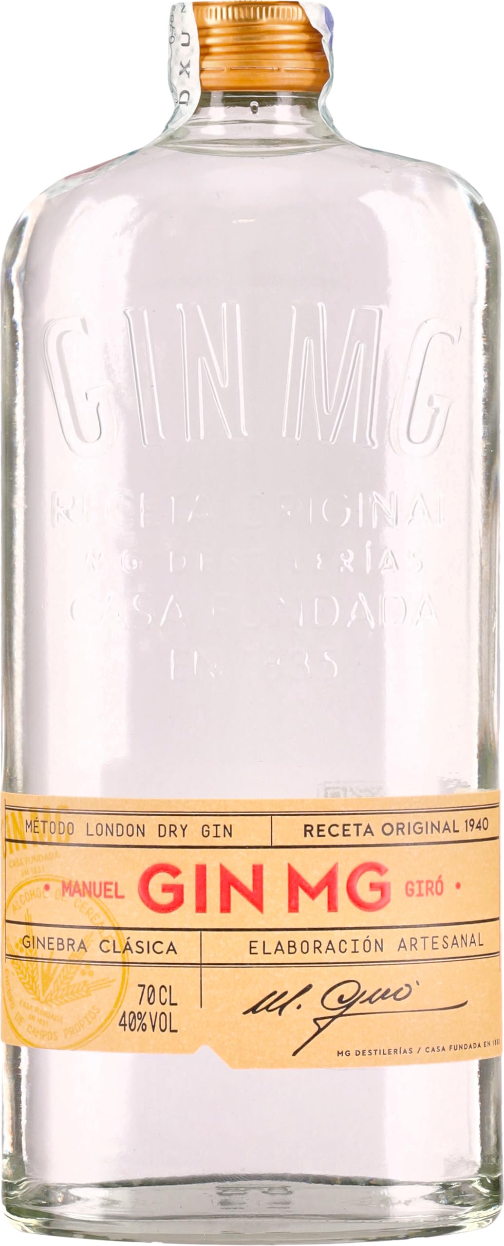GIN MG - Ginebra, London Dry Gin , 40% Volumen de Alcohol, 70 cl