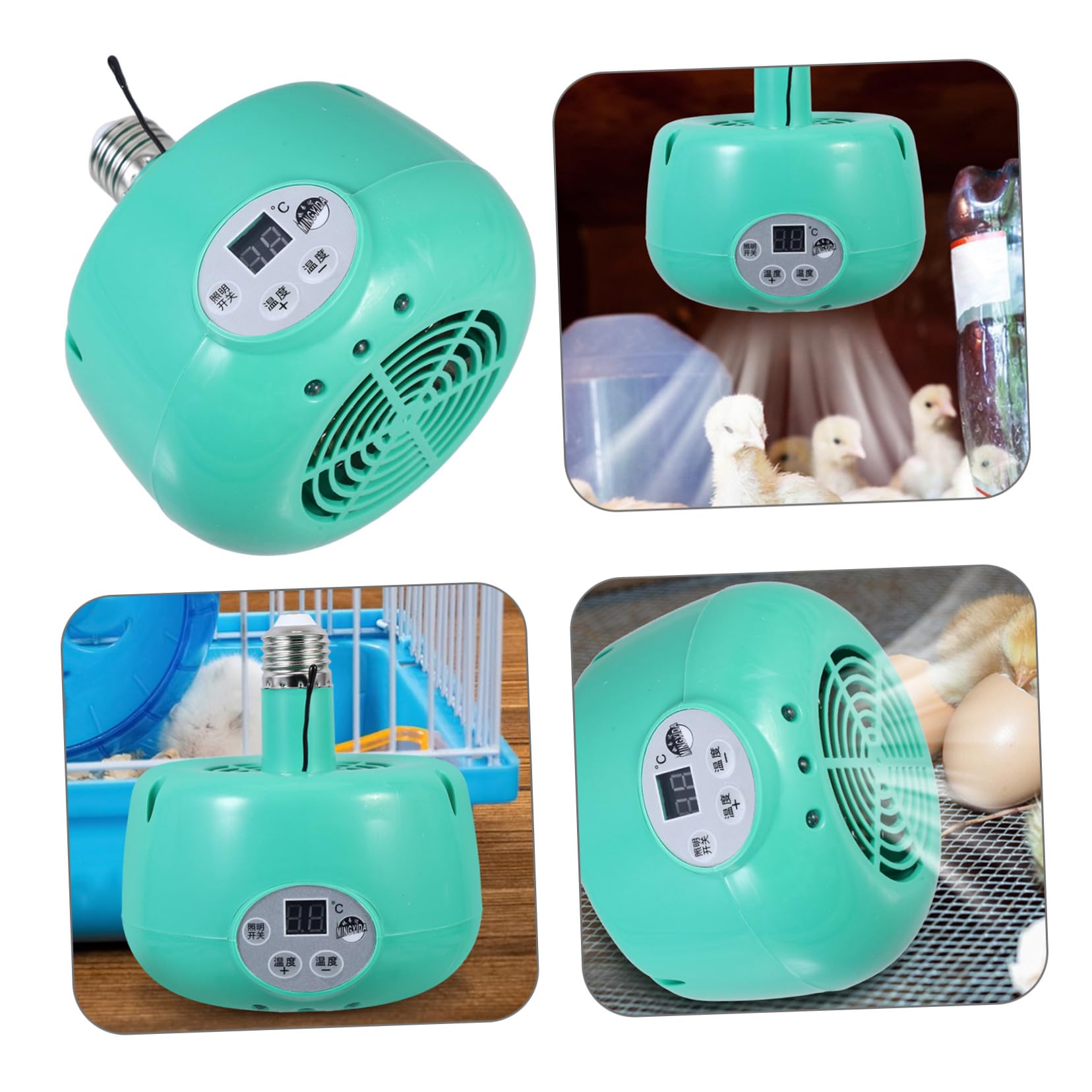 ORFOFE Lampada Riscaldante Temperatura Regolabile, 1 Pezzo | Emettitore di Calore per Uccelli e Criceti, Plastica e Metallo, Verde, Uso Sicuro