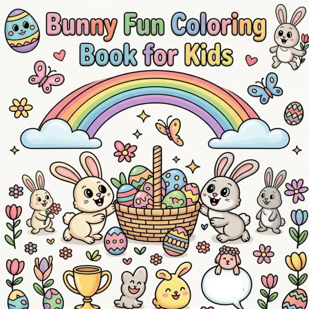 Bunny Fun Coloring Book for Kids: Cute & Playful Adventures: Fun, Easy & Cute Bunny-Themed Coloring Pages for Toddlers and Kids Ages 3–8