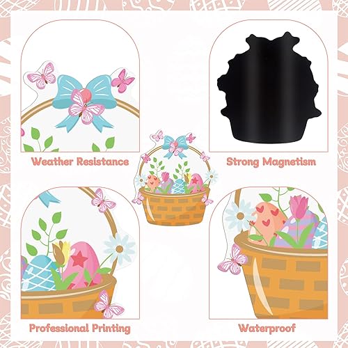 Miniatura 3 de Juego de 24 calcomanías magnéticas para decoración de puerta de garaje de Pascua con imanes de nevera de Pascua huevos de conejo imanes de gnomo