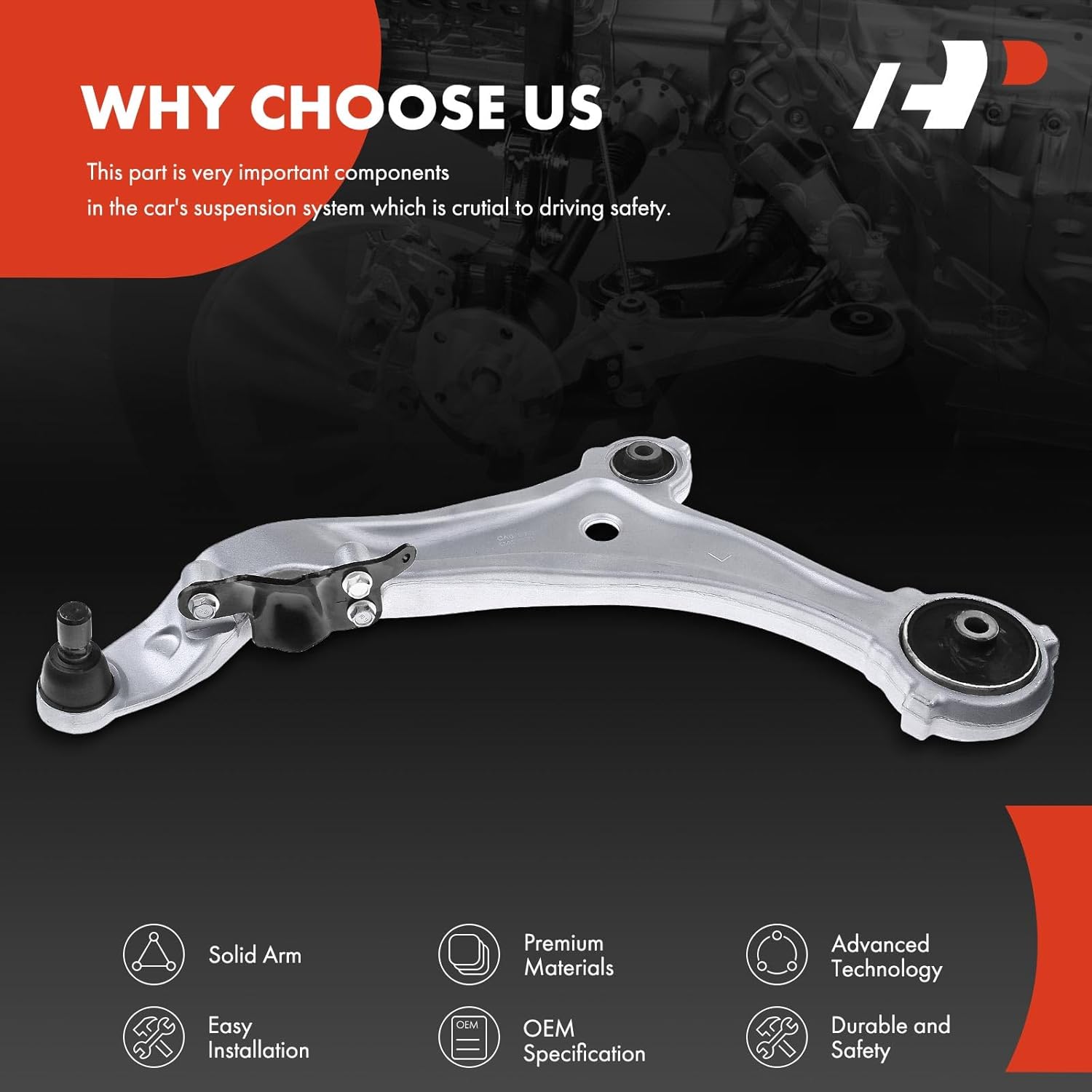 A-Premium Front Left Lower Control Arm, with Ball Joint & Bushing, Compatible with Nissan Quest 2011-2017