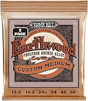 Vista 1 de Ernie Ball Earthwood P03543 - Cuerdas para guitarra acústica personalizadas de bronce fosforoso medio, paquete de 3, calibre 12.5-56