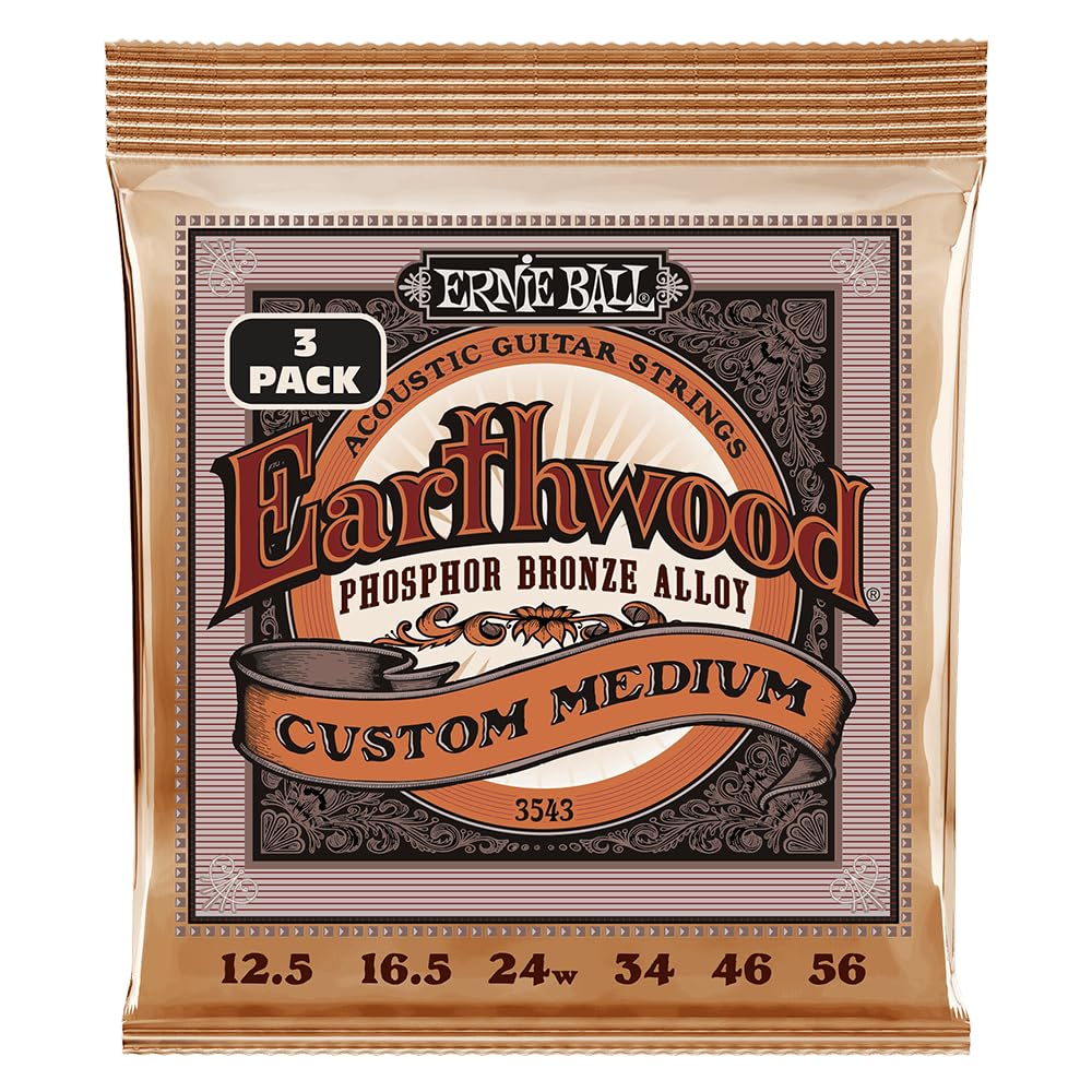 Acoustic Guitar Strings 12.5-56 Ernie Ball Earthwood Bronze X3 Sets 100% Genuine