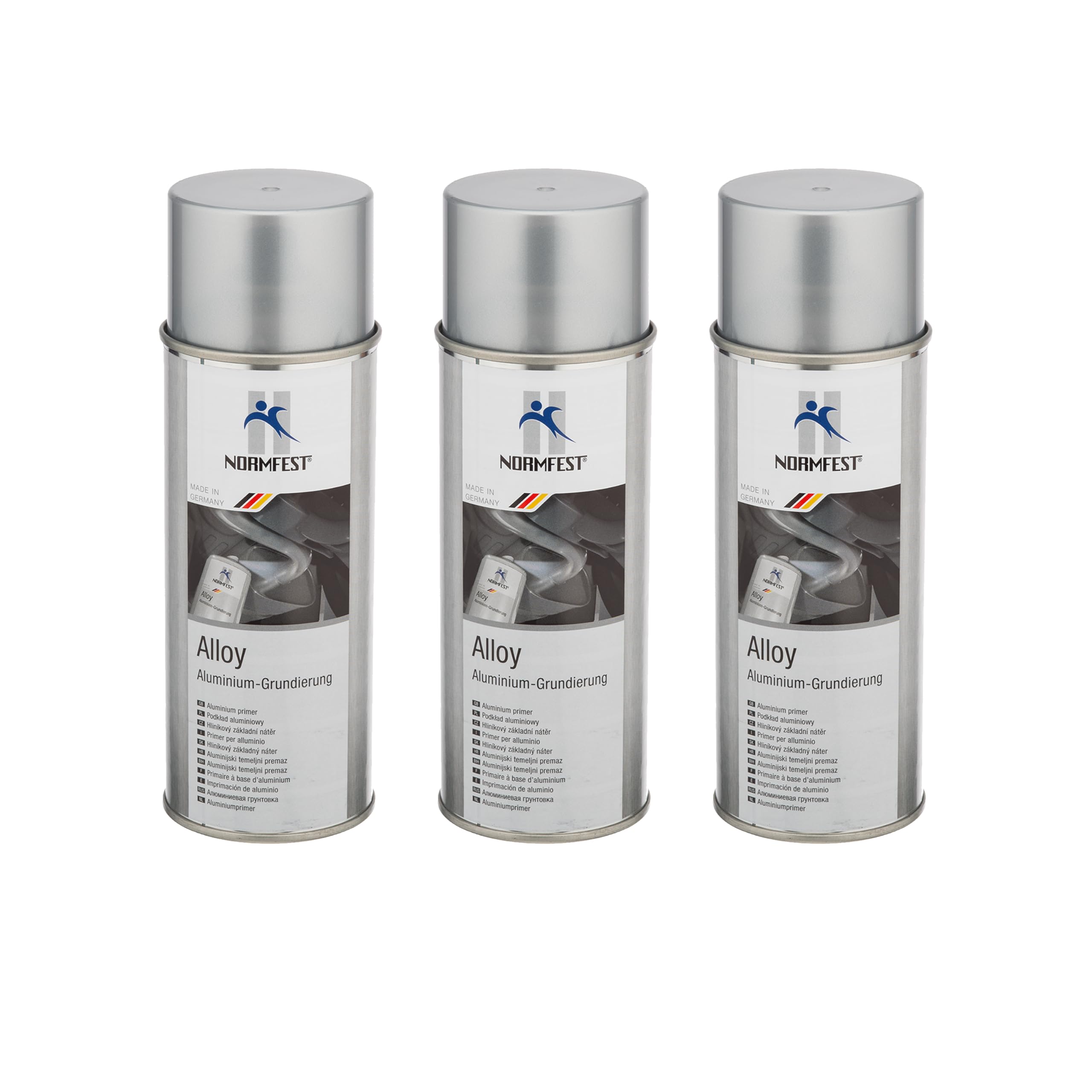 Normfest Aluminium-Grundierung Alloy – Hitzebeständiger Korrosionsschutz für Metall, haftstark, überlackierbar & schweißbar, temperaturbeständig bis 600 °C – 3x 400ml
