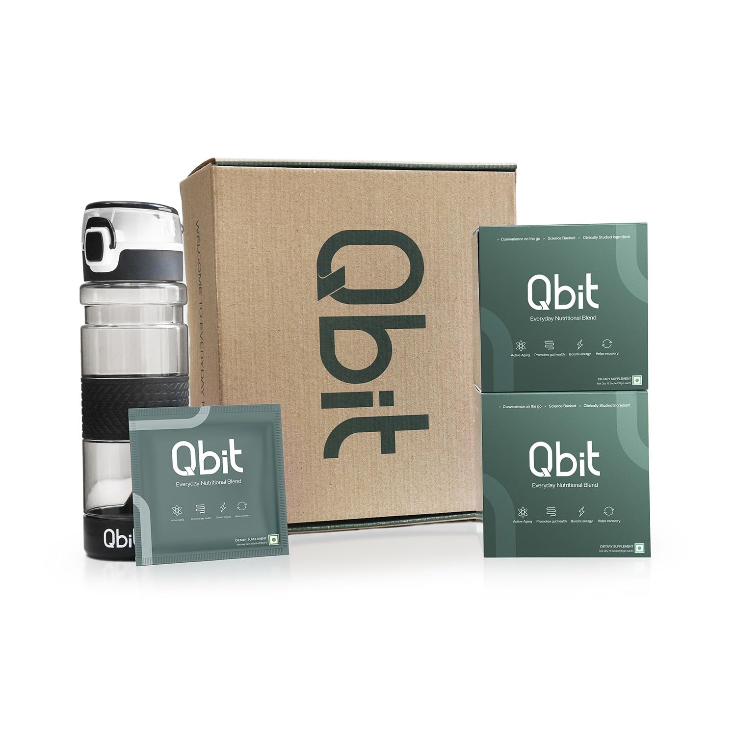 Qbit Prebiotic & Probiotics 10BIL CFU Gut Health Daily Nutrition for Women & Men | 55+ Vitamins, Minerals, Plant based Superfood Ingredient, Antioxidants | Zero Sugar (30 Servings) with free shaker (B0D2QZ56C2) Amazon Price History, Amazon Price Tracker
