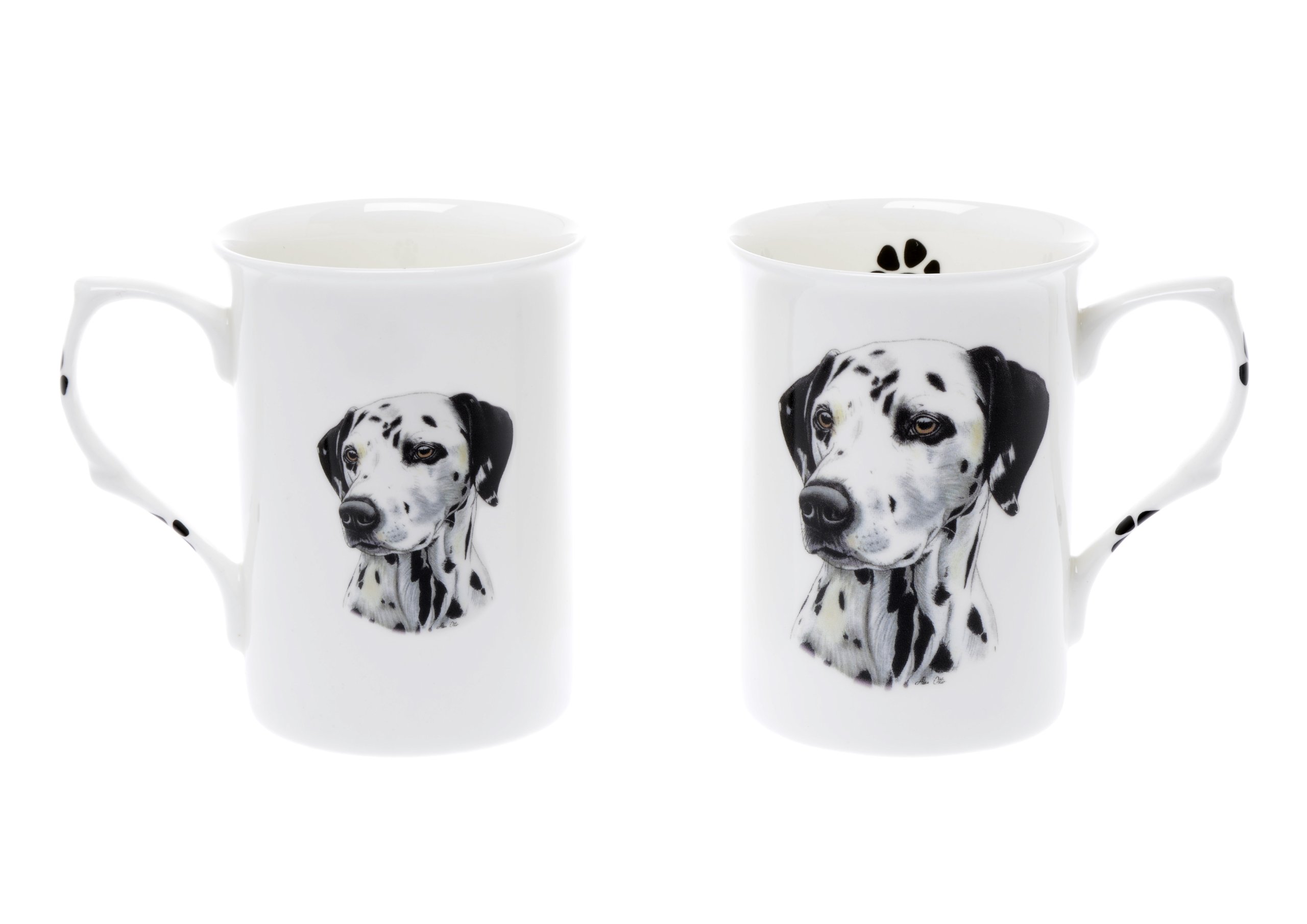 (BB25) Set of 2 Bone China BEAKERS/Mugs Dalmatian Dog Presentation Gift Boxed- Lovely Gift Kirsty Jayne China