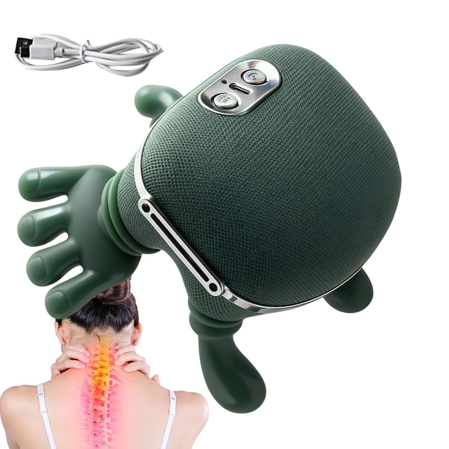 CALMORA Bionic Heated Massager, Hand Shaped Massager Massage Master for Shoulder, Bionic Kneading Massager, Wireless Portable Electric Shiatsu Back Shoulder and Neck Massagers for Women Men-image-2