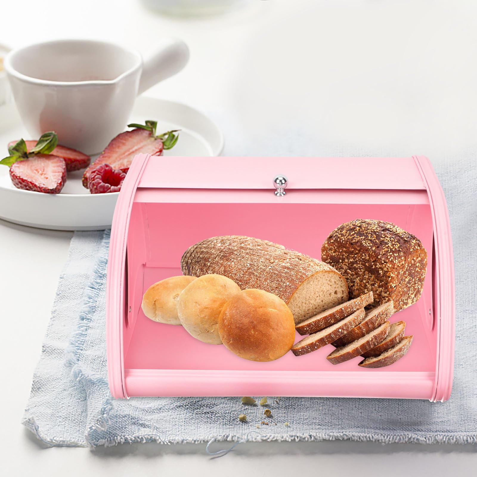 PACKOVE Kleiner Aufbewahrungsbox aus Edelstahl mit Abgerundeten Glatten Kanten Wiederverwendbare Toastertasche in Rosa für Stilvolle Küchenorganisation