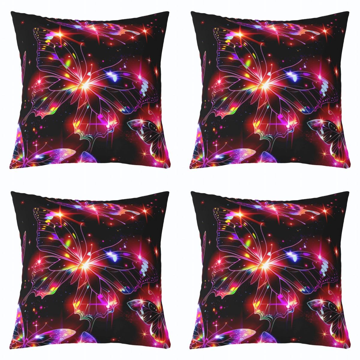 Housses de coussin papillon 3D 40x40 motif animaux sauvages multicolores