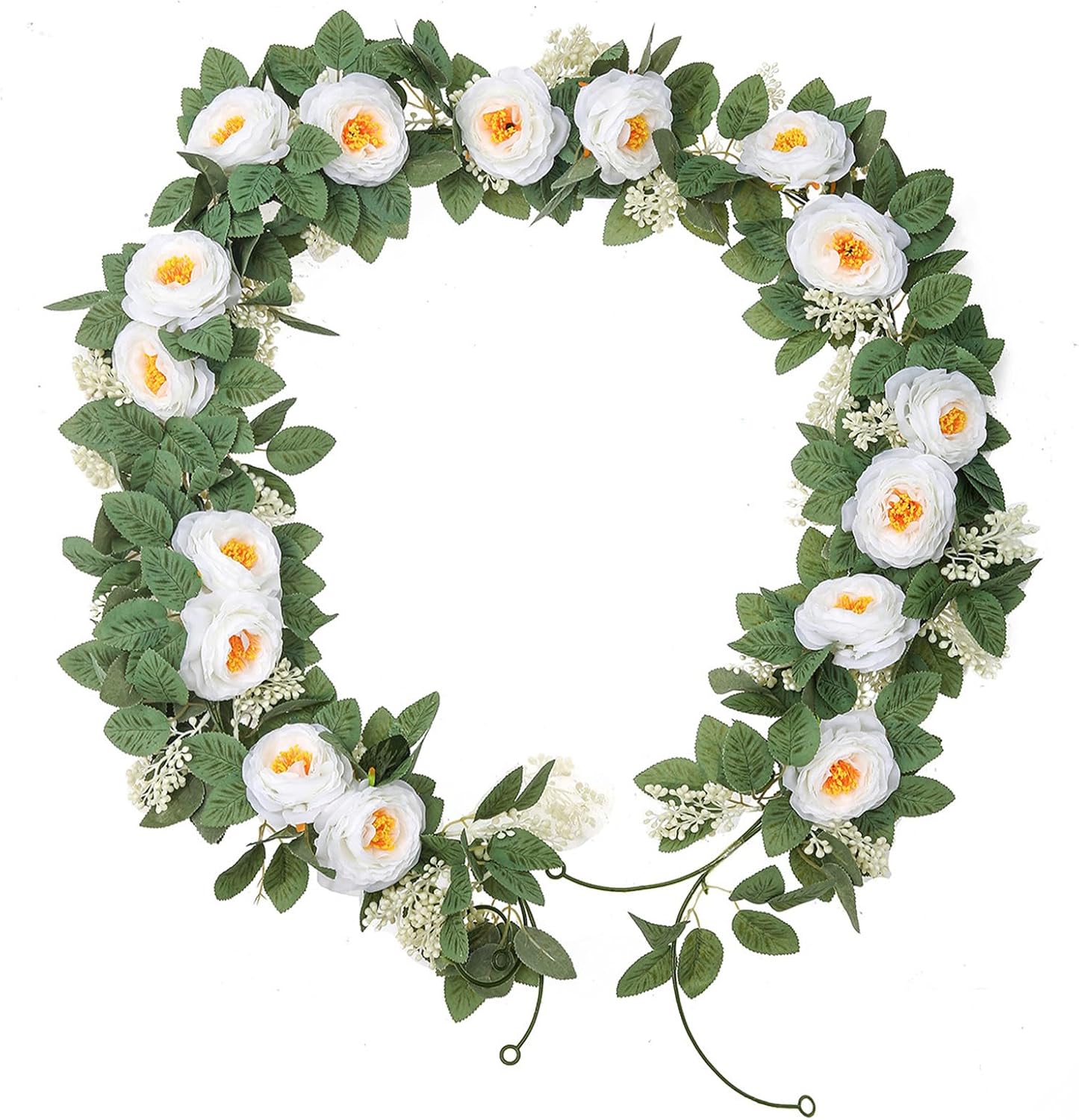 2Pcs 13Ft Artificial Flowers Garland,Fake Rose Vine Flower Fake Silk Hanging Flower Garland for Wedding Party Table Room Arch Garden Background Decor