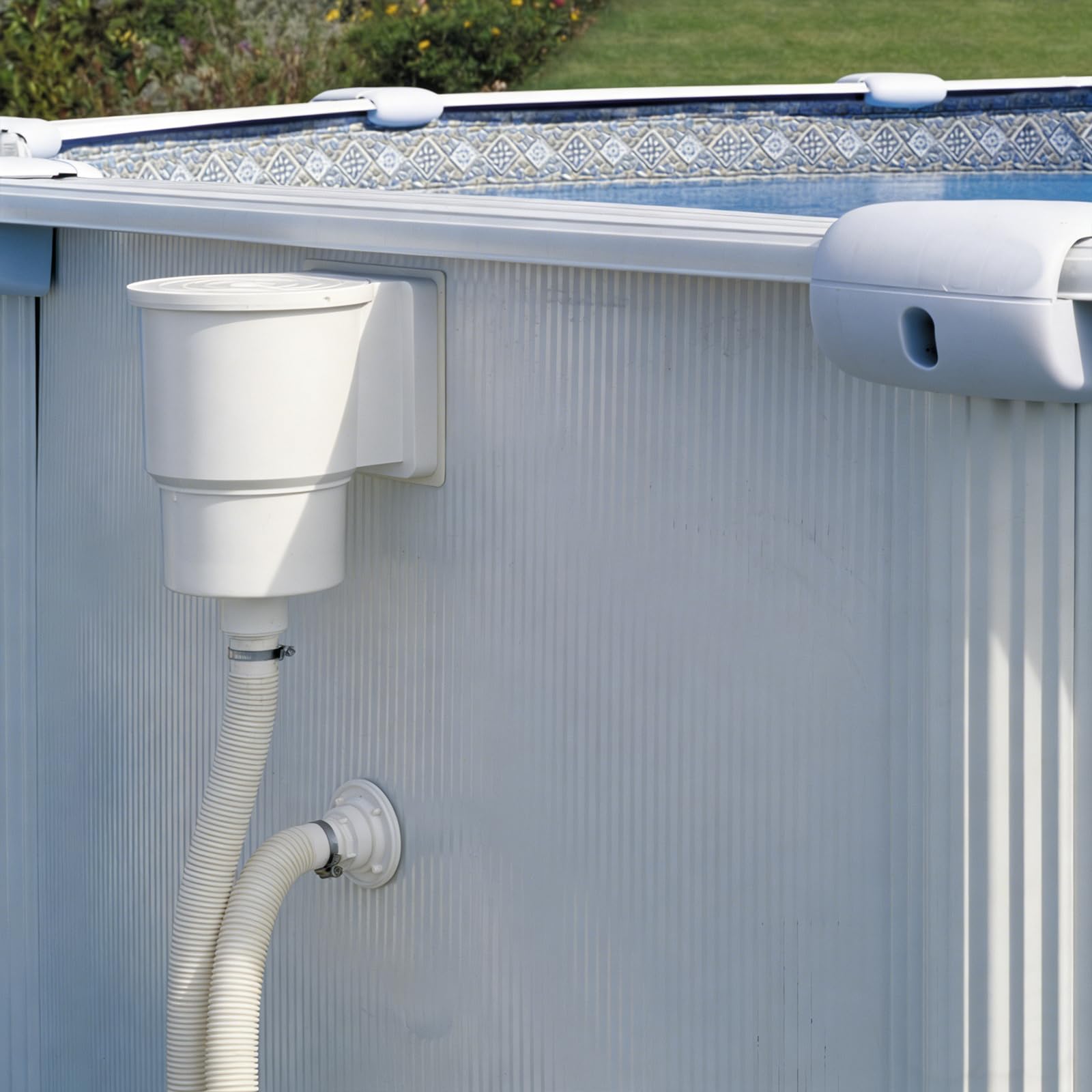 efuturetime Kit Skimmer de Surface 9 Pièces, Panier de Skimmer Piscine, Buse d'aspiration et Raccord de Tuyau 32/38 mm pour Nettoyage Piscines Hors-Sol et À Parois en Acier, Blanc