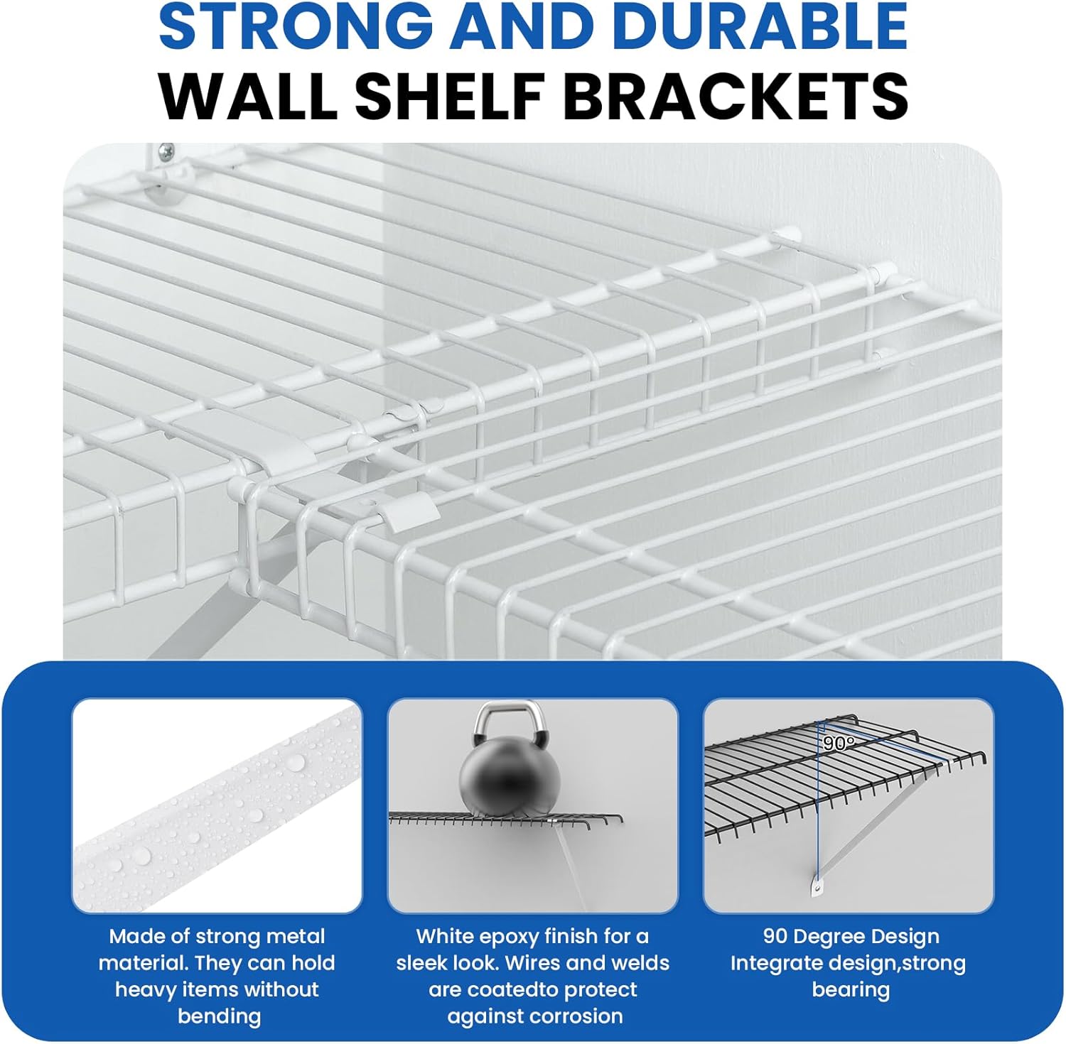 4 Pcs 12 Inch Wire Shelf Brackets, White Metal Closet Support Brackets for Wire Shelving (Included Screws and Anchors)