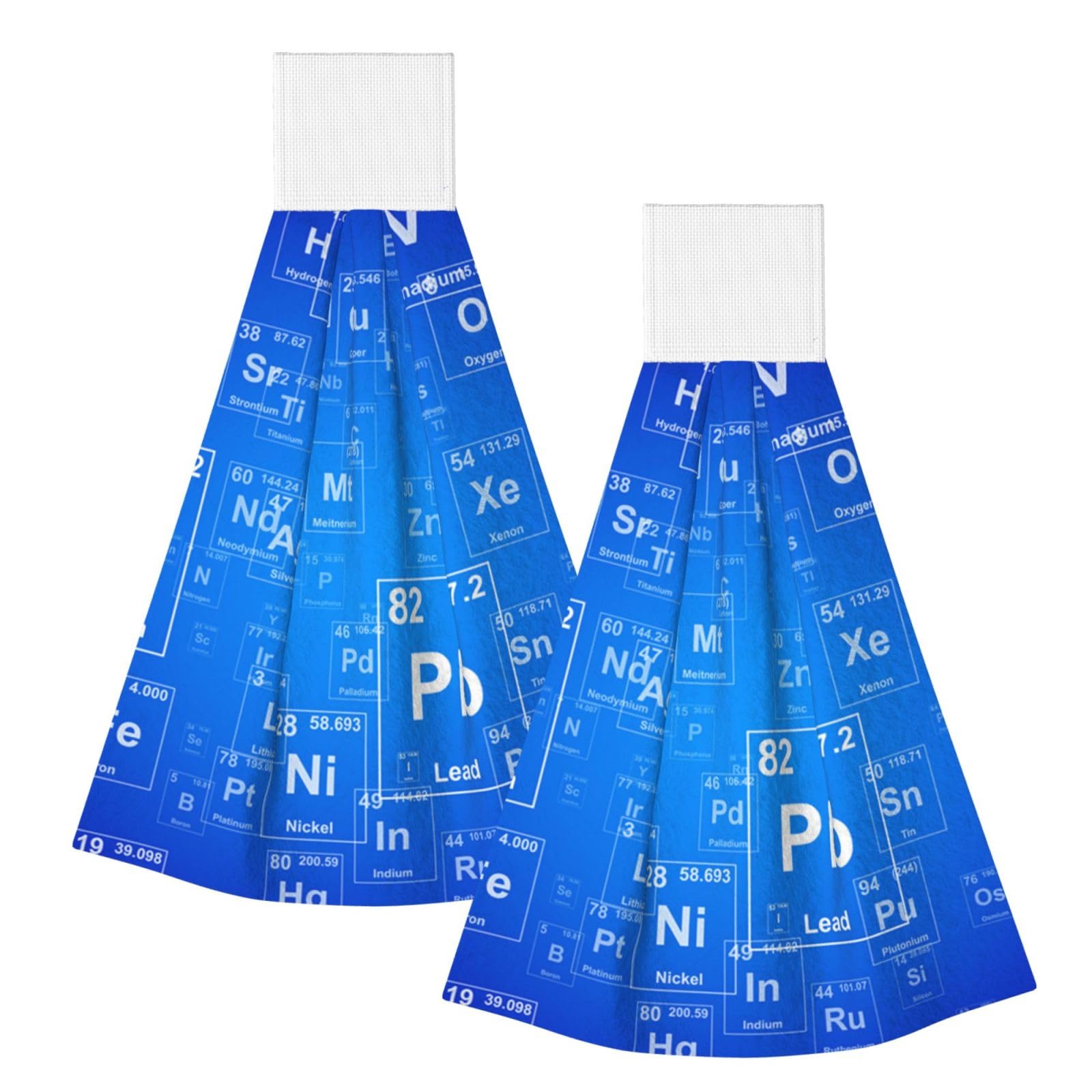 DOPKLNA Science Teacher Funny Elements Periodic Table, 2 Pcs Hanging Coral Fiber Hand Towels for Bathroom, Absorbent Kitchen Towels