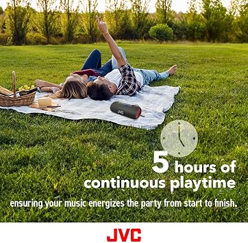 JVC Illuminated Portable Wireless Speaker with 20W max outputs, Dynamic Sound, Bluetooth 5.0, TWS Capability, USB-C, IPX5, AUX in, up to 5-Hour Battery Life - SPPA5BTB (Black)