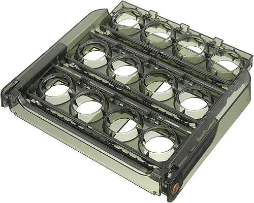 Miniatura 7 de BESPORTBLE Soporte para huevos de 30 rejillas para refrigerador, contenedor de almacenamiento de huevos abatible de 3 capas para puerta de