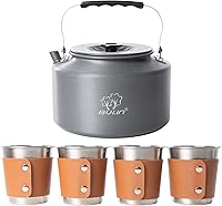 Vista 11 de Bulin Hervidor de camping 1.6L Intercambio de calor Campamento té cafetera ligero al aire libre senderismo equipo tetera portátil