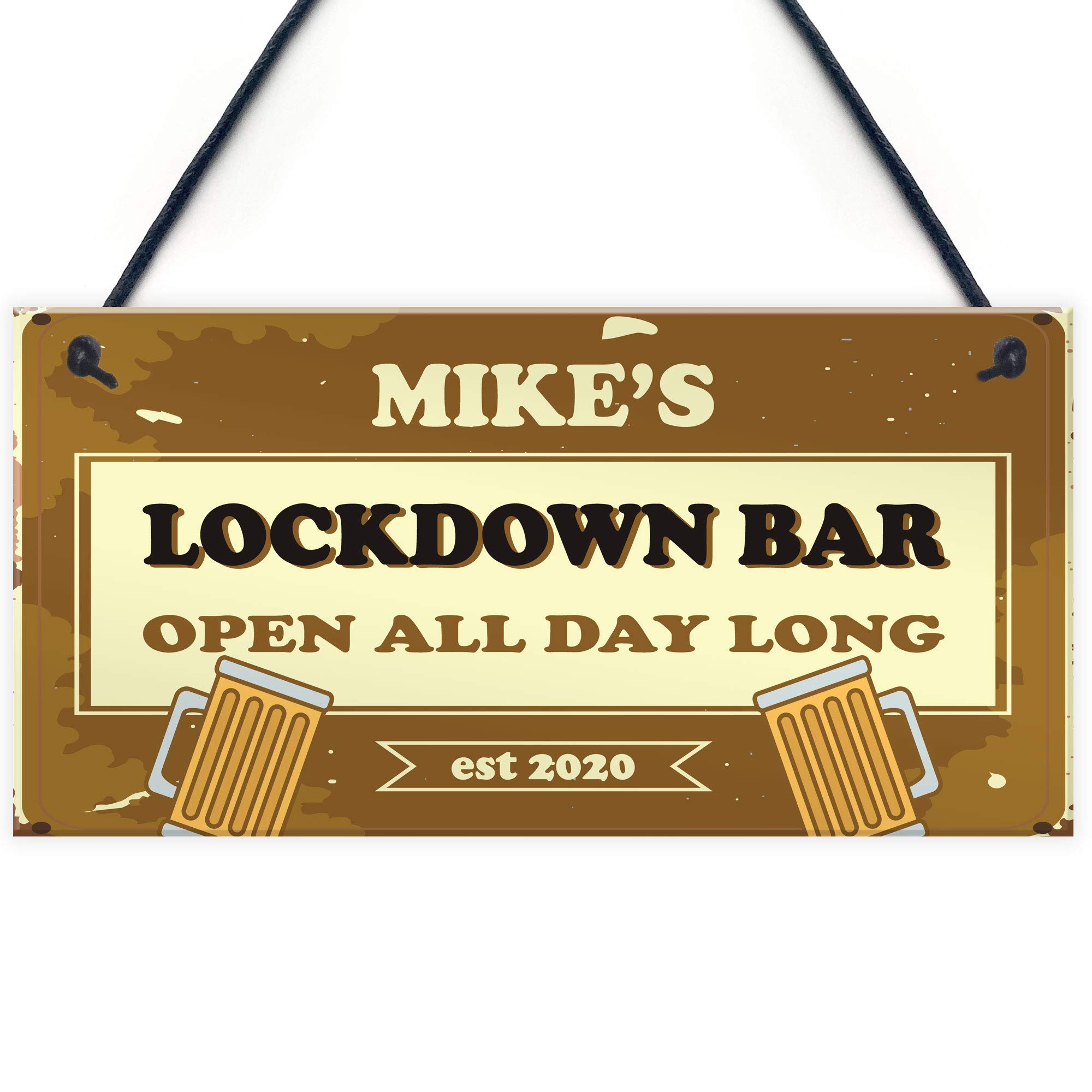 Red Ocean Personalised Lockdown Bar Funny Novelty Bar Signs Home Decor Man Cave Gifts