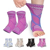 Vista 13 de Copper Ankle Brace with Adjustable Compression Bandage, Ankle Support Compression Sleeve for Men & Women, for Foot Pain, Sprained Recovery, Achilles
