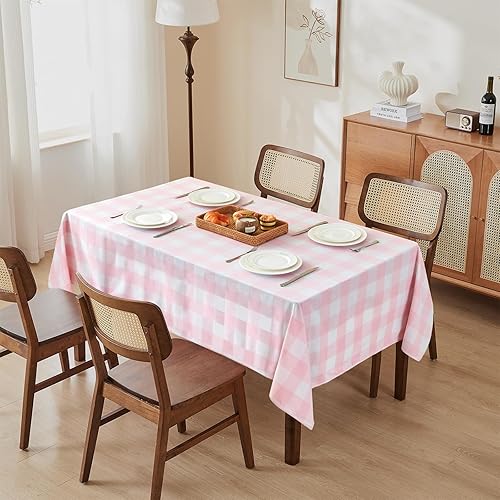 Vista 30 de Mantel rectangular de 57 x 118 pulgadas, lino sintético, sin arrugas e impermeable, color beige, rectangular, Navidad, Acción de Gracias, otoño