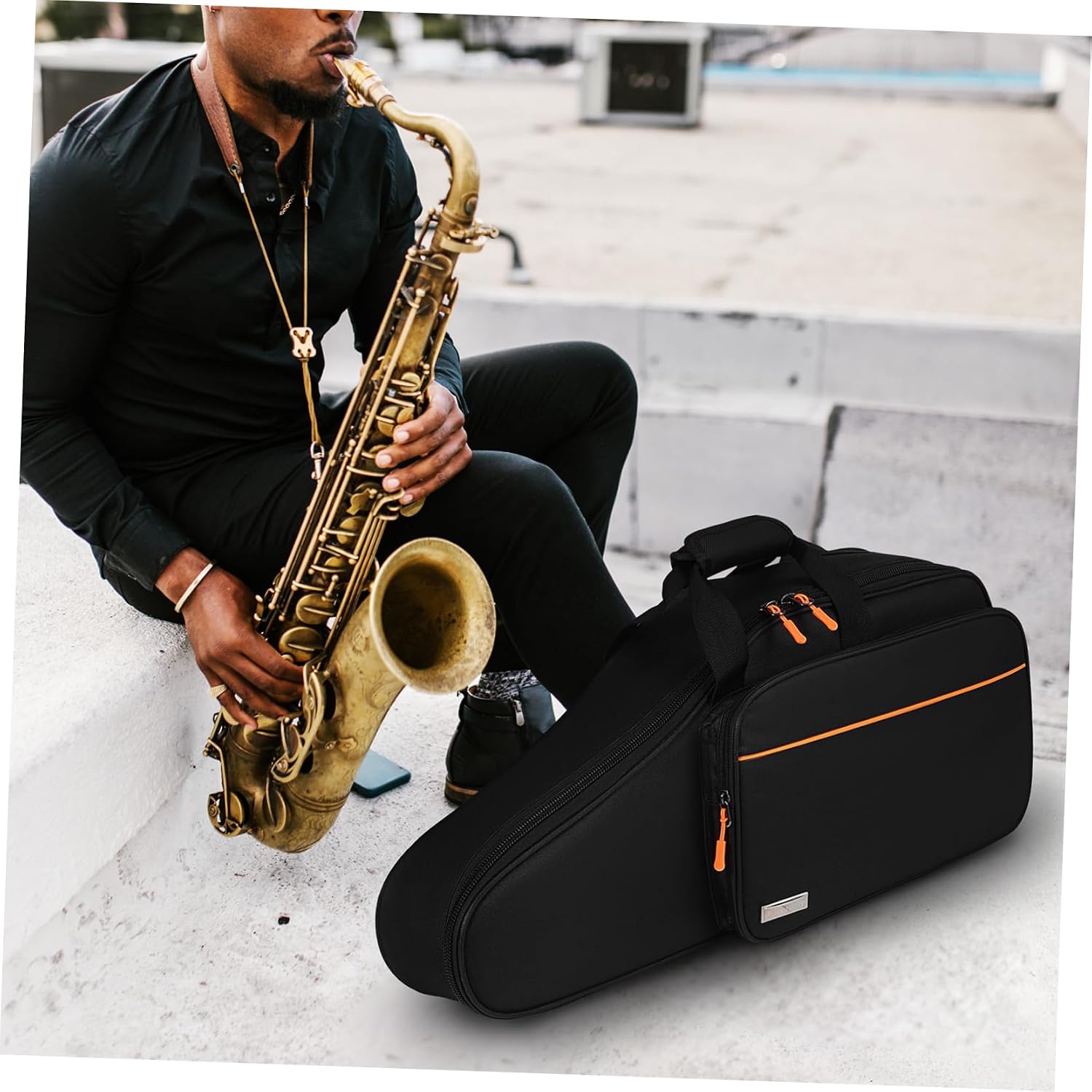 Alto Saxophone Case Backpack Durable Oxford Fabric Shockproof Design with Double Straps for School and Concerts Lightweight and Portable Sax Bag
