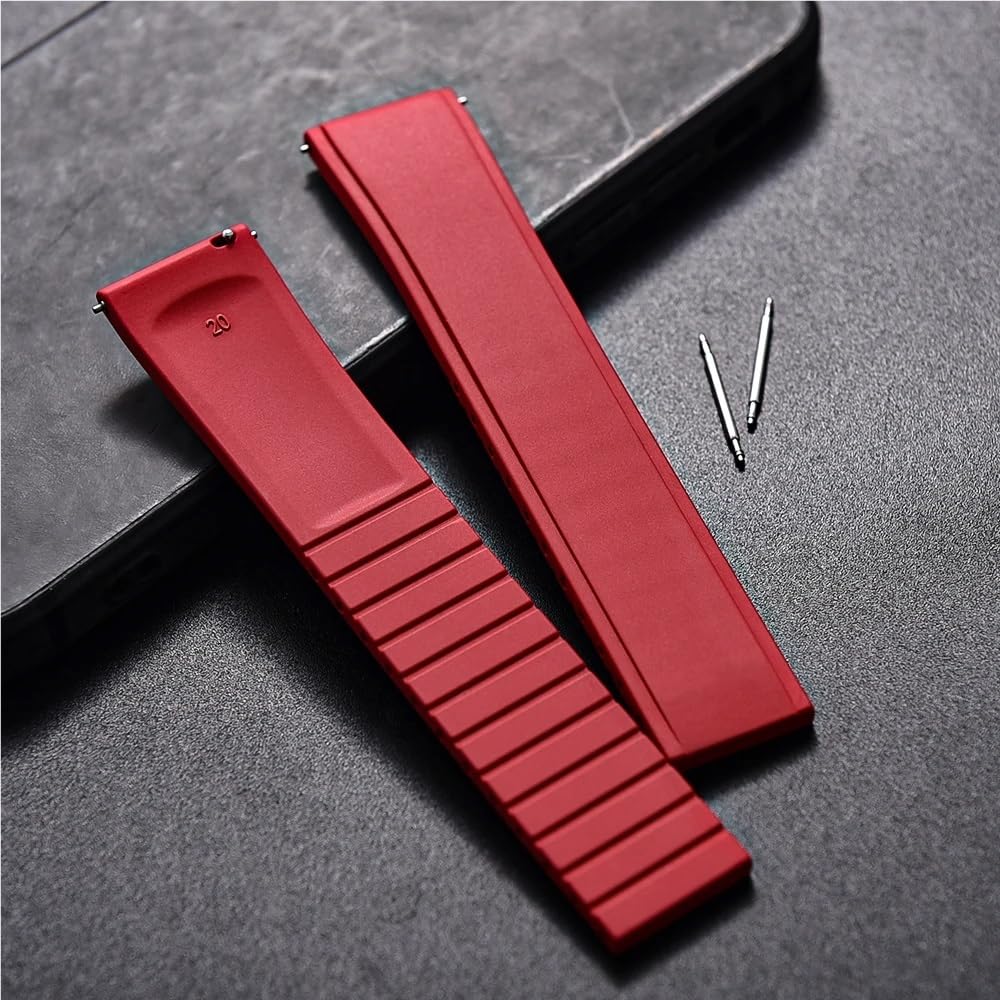 Bracelet de montre à boucle papillon à dégagement rapide en caoutchouc FKM 19-22 mm, découpé à la taille