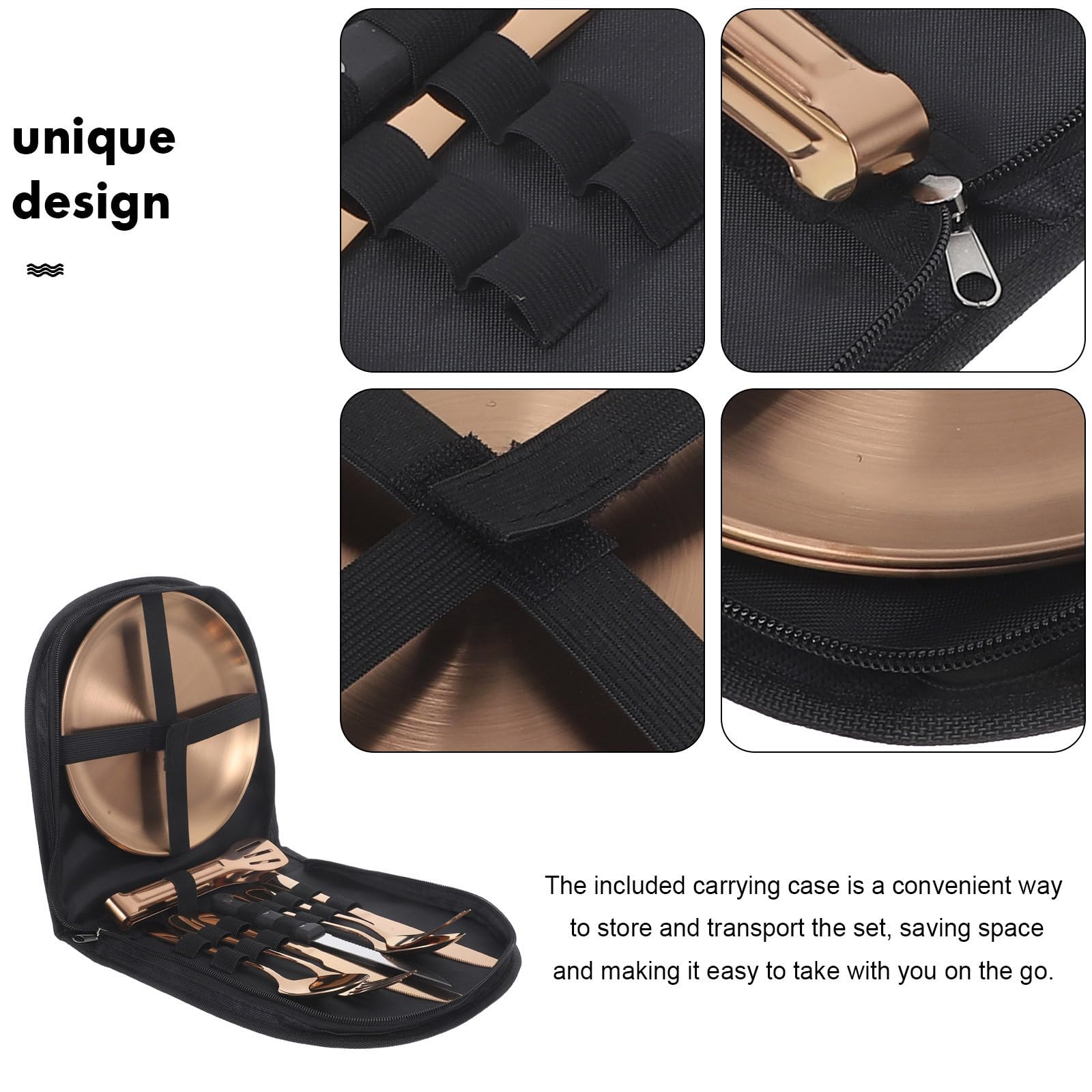 SHINEOFI Juego de Cubiertos de Acero Inoxidable con Diseño Ergonómico para Camping y Bolsa Portátil, Adecuado para Ocasiones Obsequios y Actividades al Aire Libre