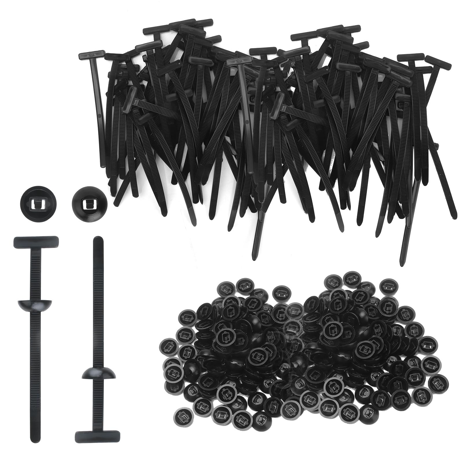 120 Pcs Nylon Universal Cable Tie Buckle, Heavy Duty Self-Locking Nylon Zip Ties Holder Clips, Universal Black Cable Ties for Automotive Car Repair and Daily Use