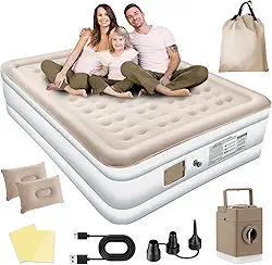 Colchão Inflável de ar Queen Double High, 2025 NEW Actualizar a Qualidade, com Bomba Rápida Inflação/Deflação, Terno Comfort, Camping, Viagem, Portátil Impermeável