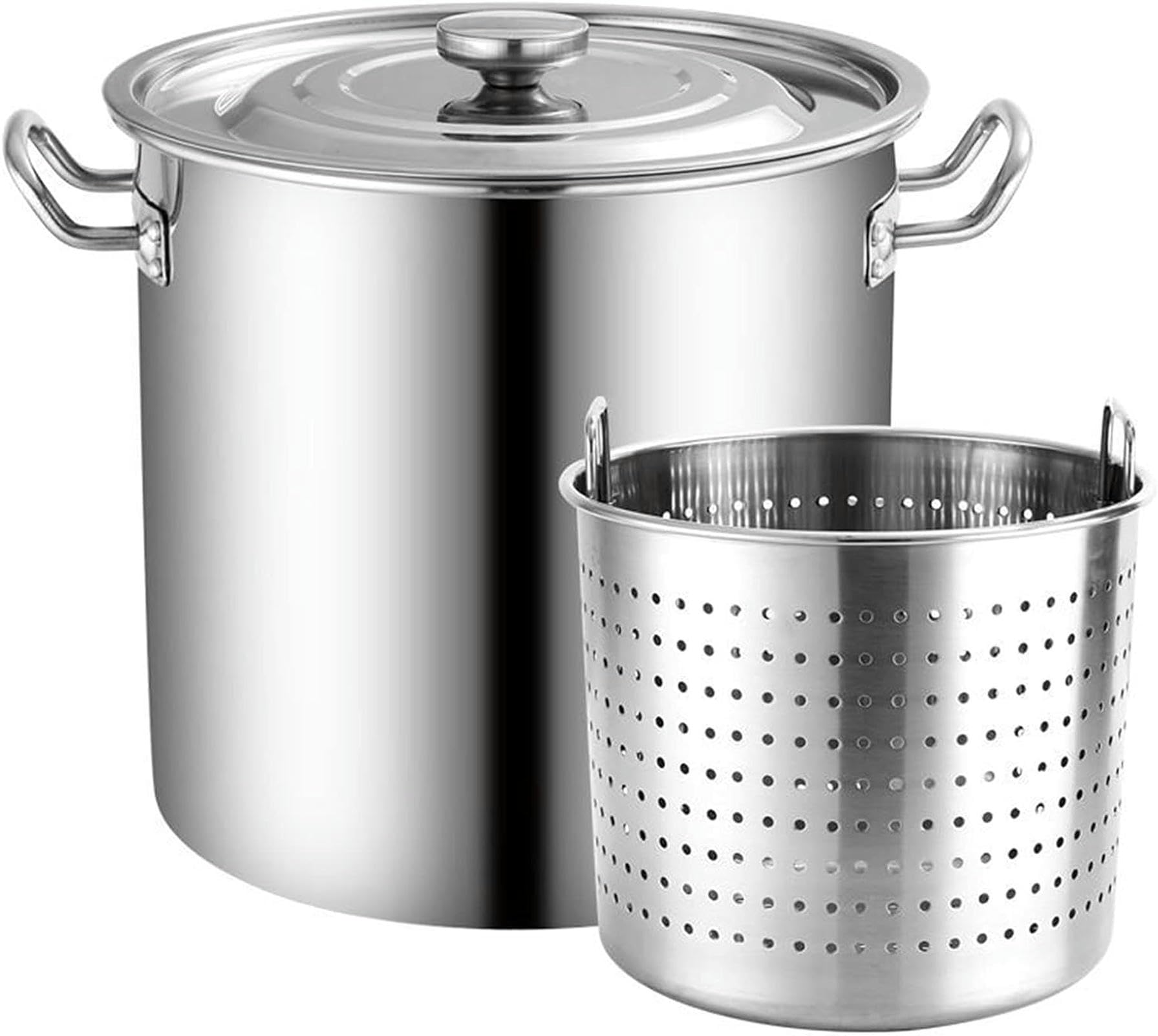 30 cm großer Suppentopf aus Edelstahl mit Siebkorb und Deckel – vielseitige Fritteuse zum Dämpfen, Kochen und Garen – ideal für den Einsatz zu Hause und im Freien