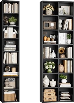FOTOSOK 71" Double Wide Media Tower Rack and Single Row CD Display Rack, Black
