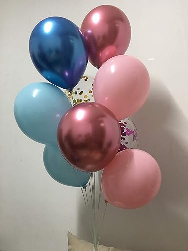 Miniatura 2 de Globos cromados metálicos, color rosa y azul, globos de confeti para bodas, cumpleaños, revelación de género, decoración de fiesta de baby shower,