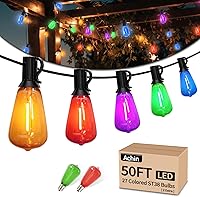 Vista 11 de Achin - Cadena de luces para exteriores de 100 pies G40 Globo de patio, luces LED impermeables al aire libre con 50+2 bombillas LED irrompibles