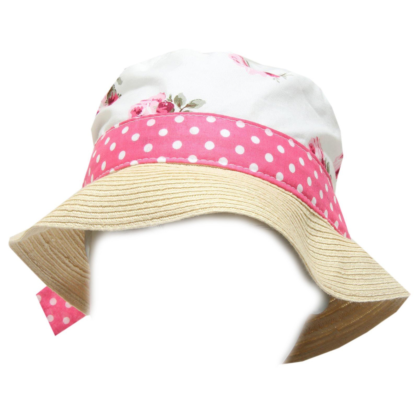 SIMONETTA 6222G cappello bimba bianco rosa mini cotone paglia hat kids