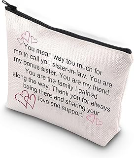 Sister in Law Makeup Bag for Bonus Sister Unbiological Sister Soul Sister Gift Sister in Law Wedding Gift from Bride Step Sister Birthday Valentines Day Cosmetic Bag for Women (Sister in Law bagCA)