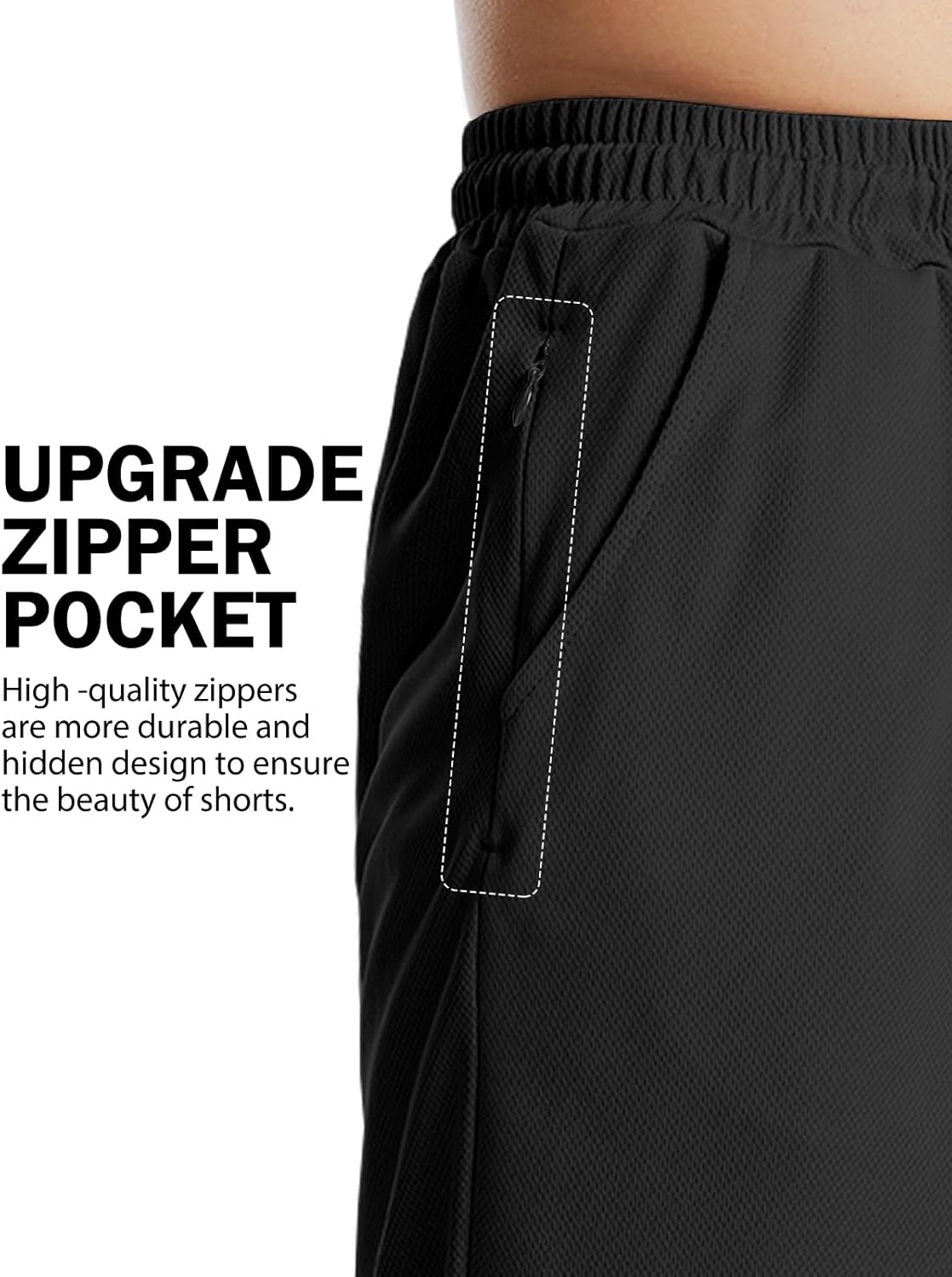Aolesy Men's Basketball Shorts 7"/9" Athletic Gym Shorts with Zip Pockets Lightweigh Quick Dry Mesh Workout Shorts 9 Inch X-Large Black image 3 of 6 B0CRB2HVDD