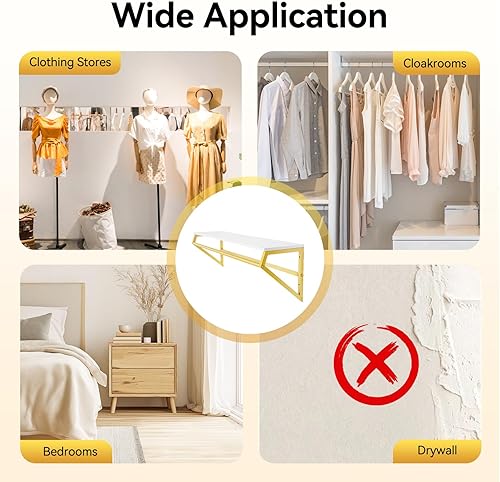 Miniatura 7 de Perchero industrial de tubería con estante superior, perchero montado en la pared, barra de ropa resistente, barra de ropa multiusos para colgar