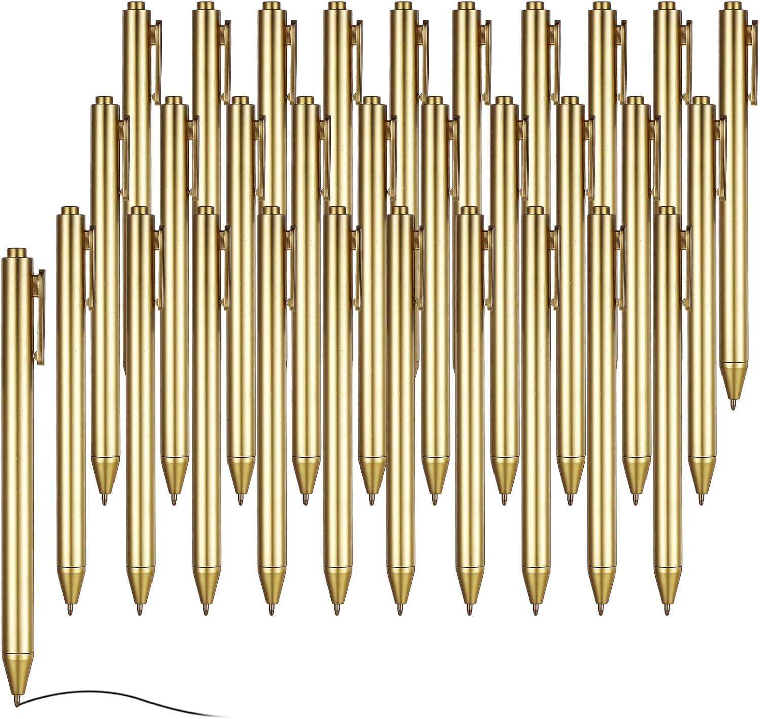 Lusofie 30 PCS Wedding Gold Pen Golden Retractable Plastic Writing Ballpoint Pens, Slim Pens Black Ink 0.5 mm for Wedding Bridal Shower Party Favors Guest Office - Image 8