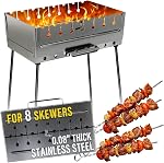 Grill de charbon pour 10 Ecrous - Barbecue portable - Grills de camp Kabob - Mangue pliable en métal - Kebab Shish - BBQ pour EDC Pique-nique cuisine extérieure Camping Randonnée N10