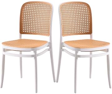EME Sillas de Comedor Pack 2 Oporto Color Blanco, Sillas de Comedor o Cocina. Elegantes para Cocina o Comedor, apilables y Muy Resistentes. Silla Nórdica Blanca.