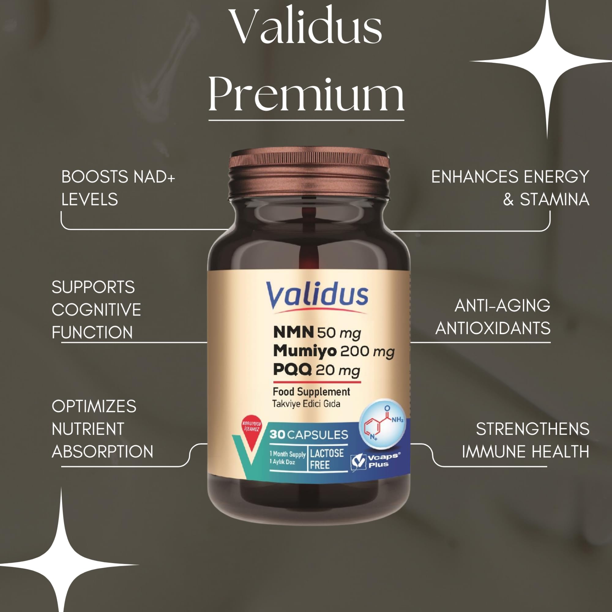 Validus Vitaminler, Mineraller ve Takviye Edici Gıda 30 Kapsül