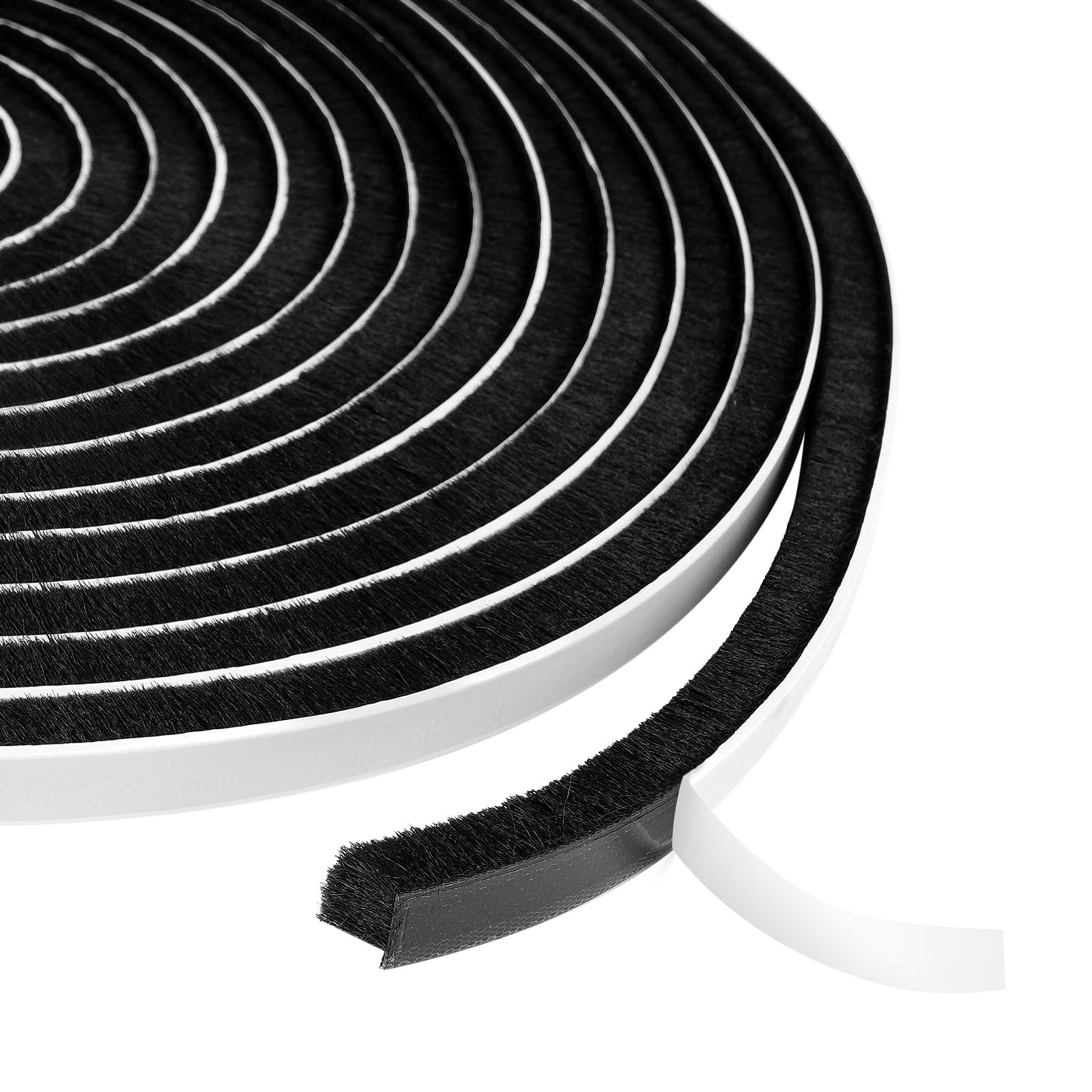 Flintronic Burletes Para Ventanas Correderas, Cepillo adhesivo de 6m, Junta de Cepillo Autoadhesiva, Burletes Para Ventanas, Prueba de Viento de Polvo Puerta Ventana Strip Pegatina 9 x 9 mm (negro)