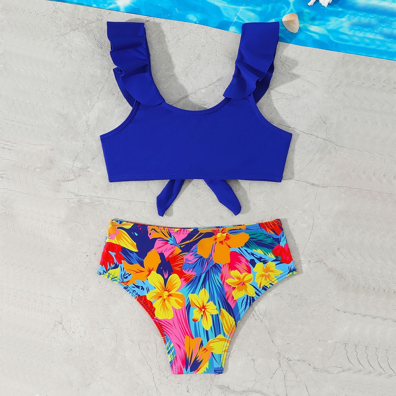 Generisch Traje de natación para niña, traje de baño de dos piezas para niñas con protección 50+ bañador para playa, piscina