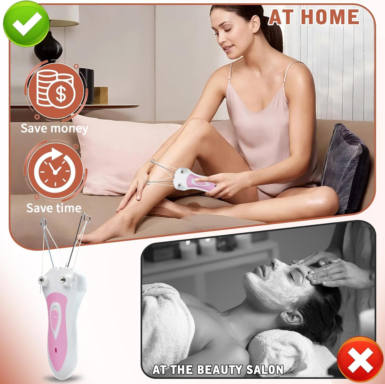 USB Rechargeable Electric Cotton Threading Hair Removal Tool for Face and Body