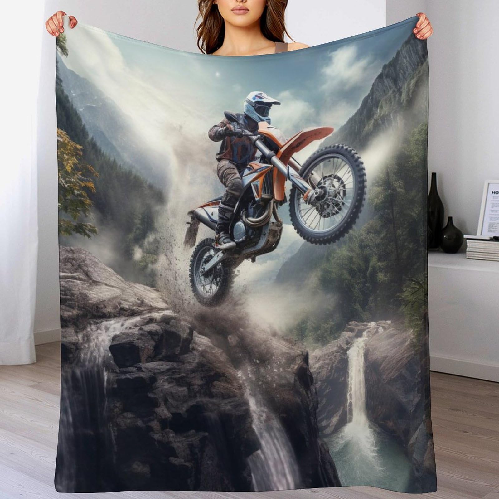 Manta de franela suave de motocross el regalo perfecto para apasionados de las motos