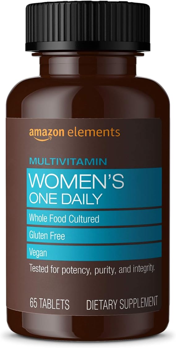 Amazon Elements Women’s One Daily Multivitamin, 59 Whole Food Cultured, Vegan, 65