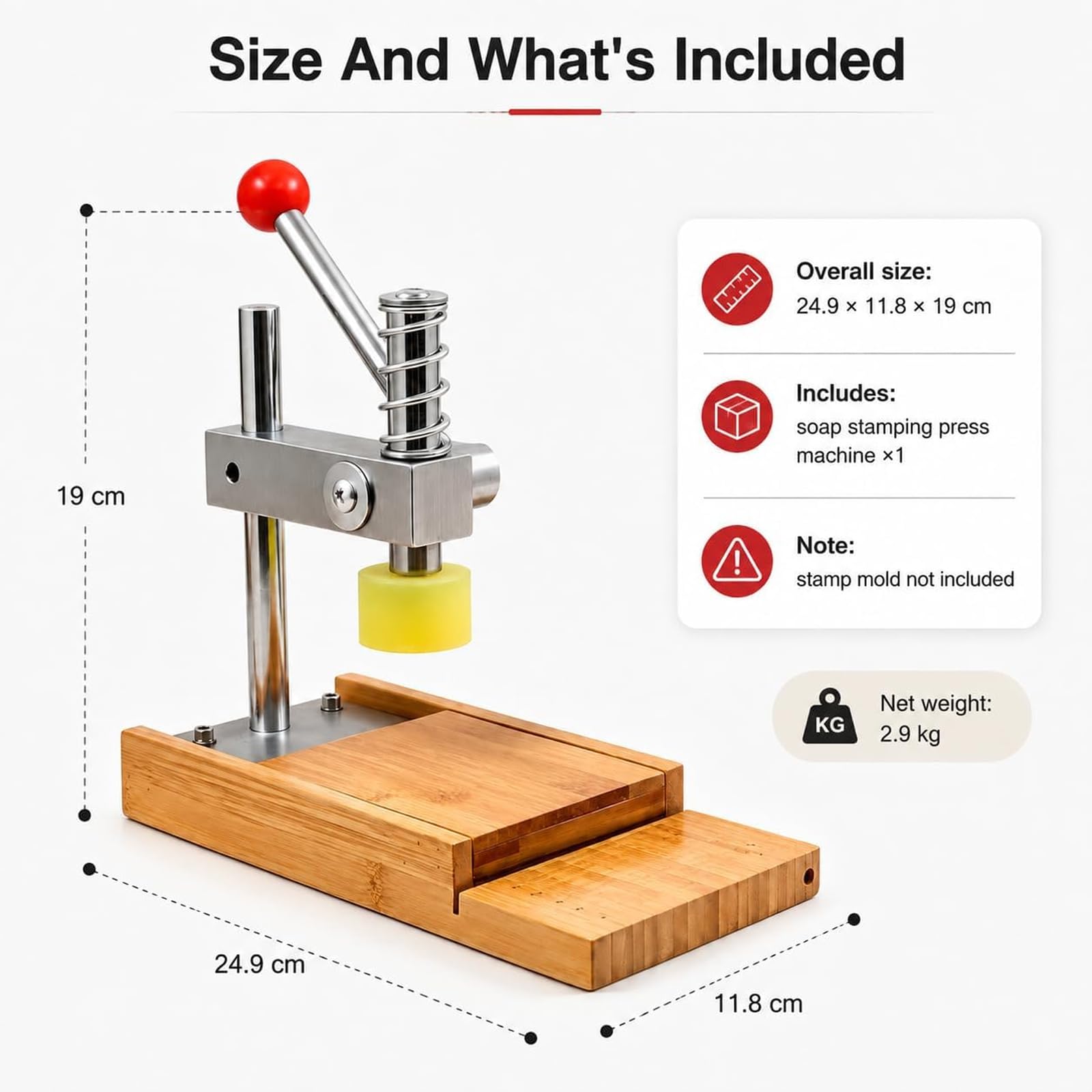 Máquina Manual para Estampar Jabón, Molde No Incluido, con Resorte De Recuperación, Graba En Relieve Barras De Jabón Macizas, Plataforma Deslizante De Bambú, para El Hogar Y Pequeños Talleres